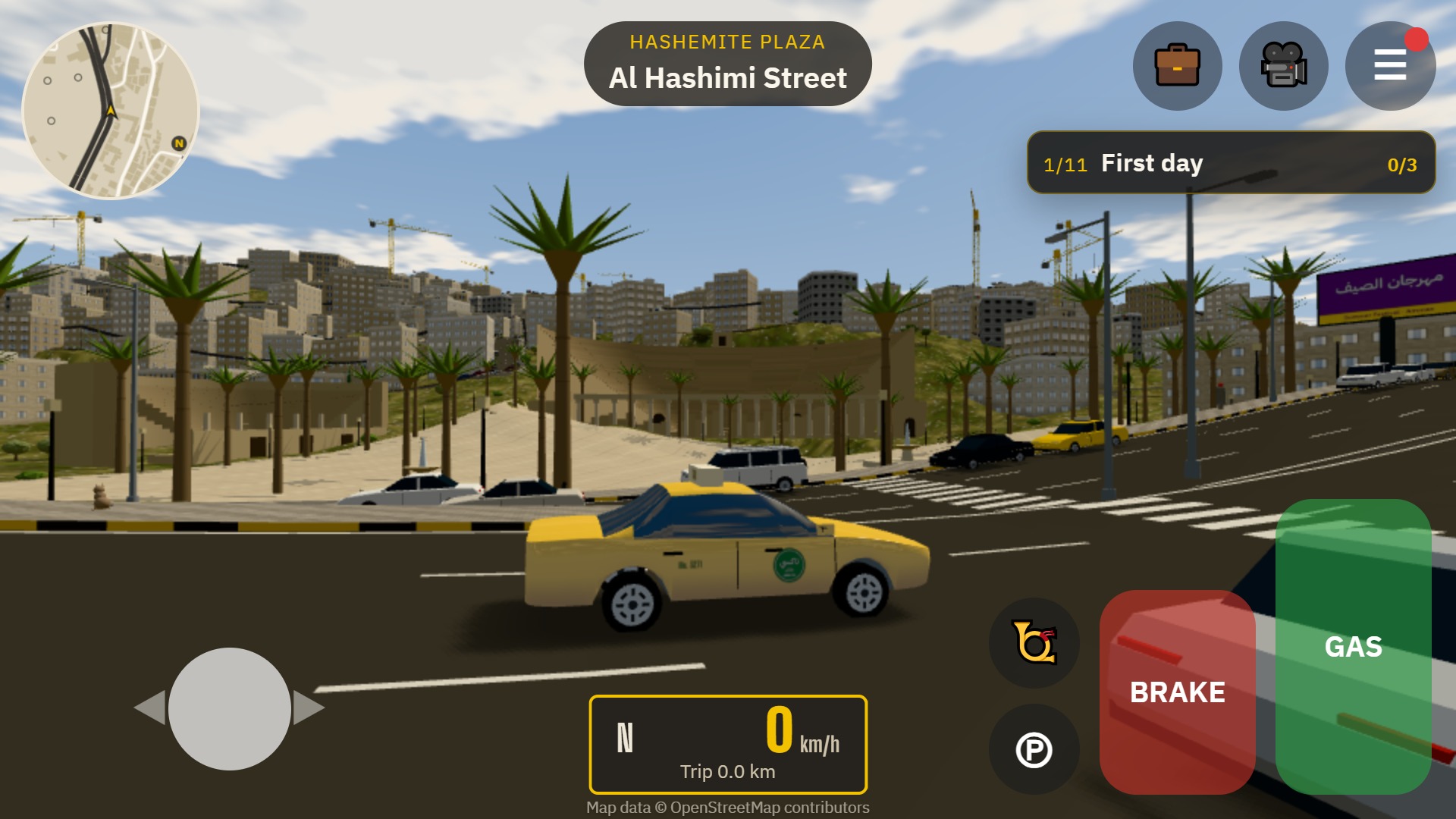 Amman's yellow taxi in front of the Roman Theatre downtown